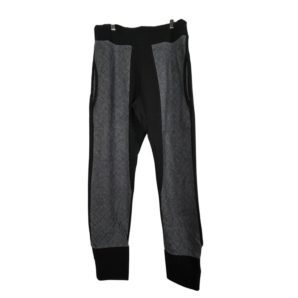 Cynthia Ashby Medium Grey Plaid Legging Black & Grey Cotton Spandex Womens Pants